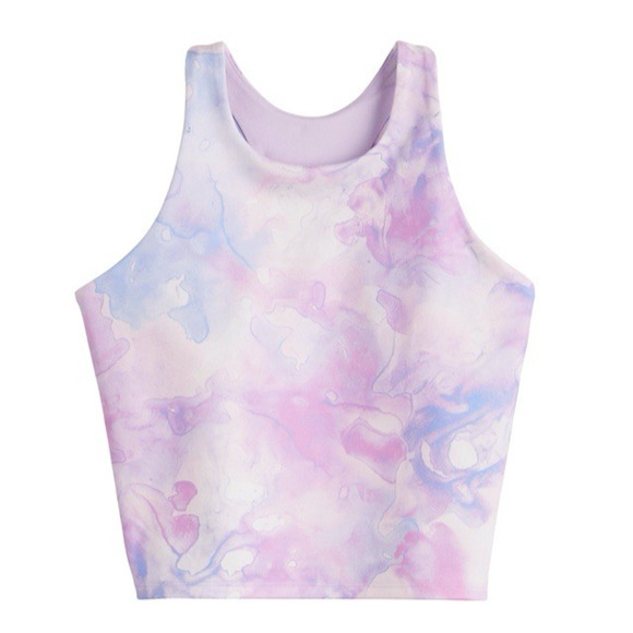 Tek Gear Longline Bra Tank Built in Shelf Bra Girl's Size 14 Plus Pink Purple - Picture 10 of 10